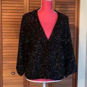 Chico’s sequin sweater with on snap closure sz 1